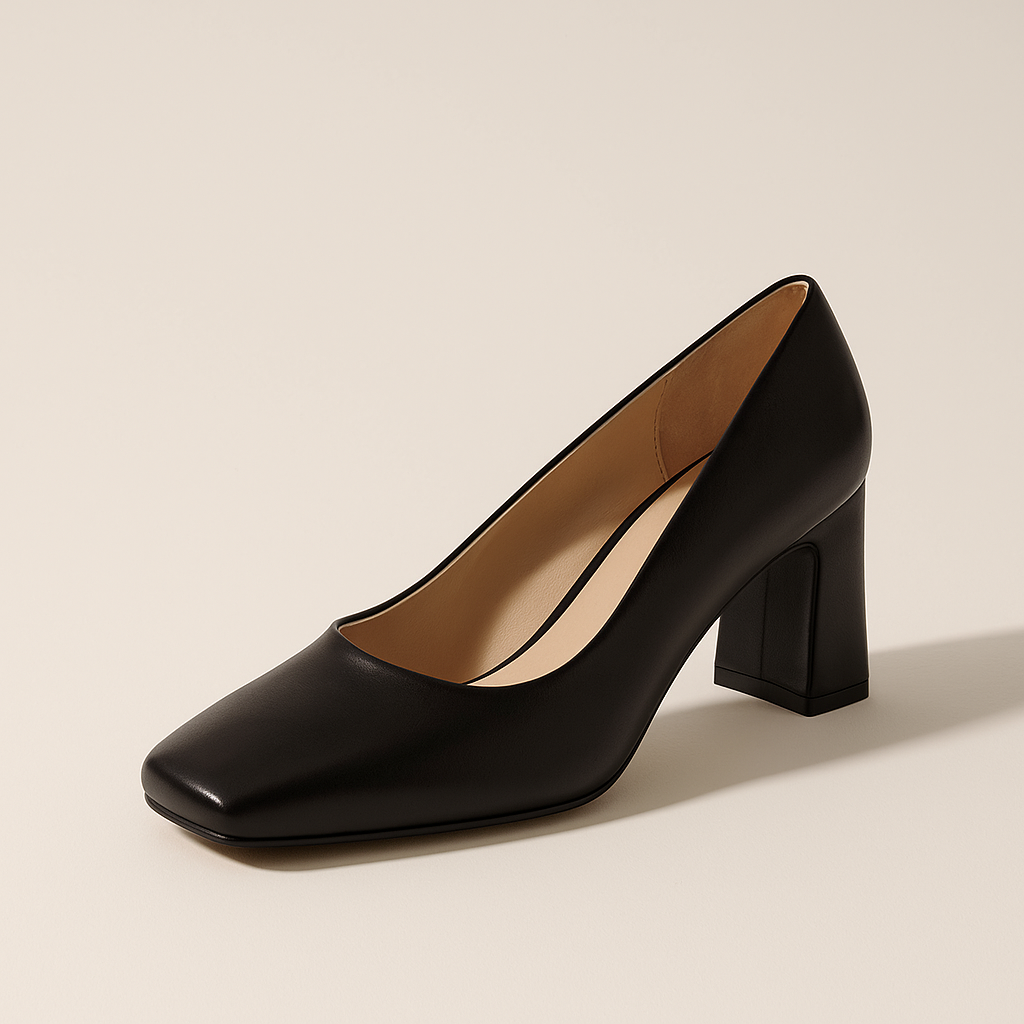 Escarpin Noir Talon Carre
