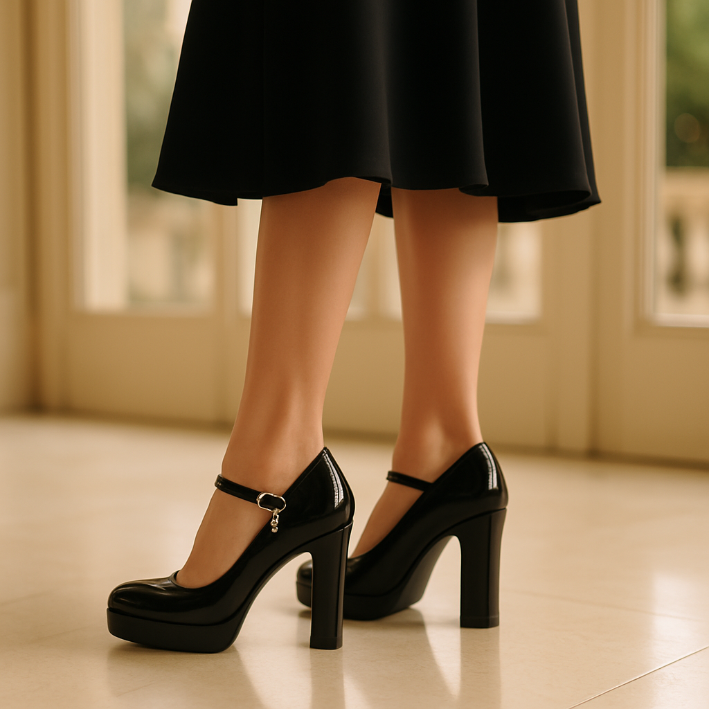 Escarpin Plateforme Talon Carre