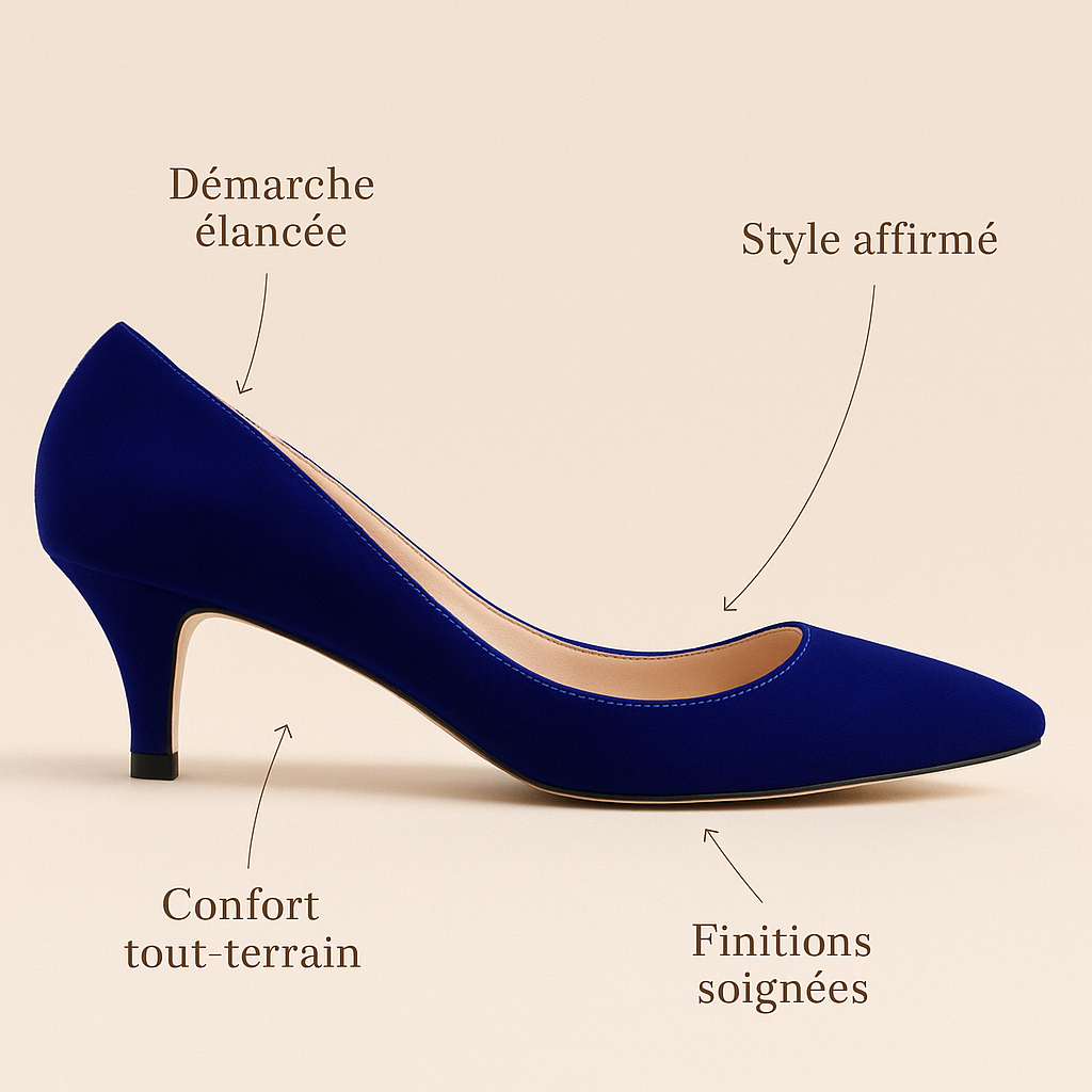 Escarpin Bleu Petit Talon