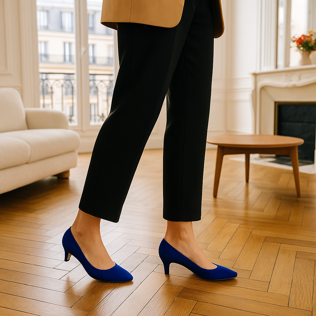 Escarpin Bleu Petit Talon