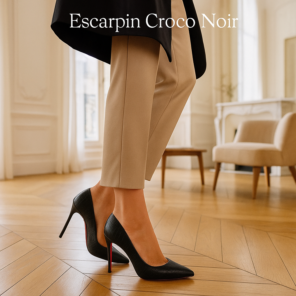 Escarpin Croco Noir