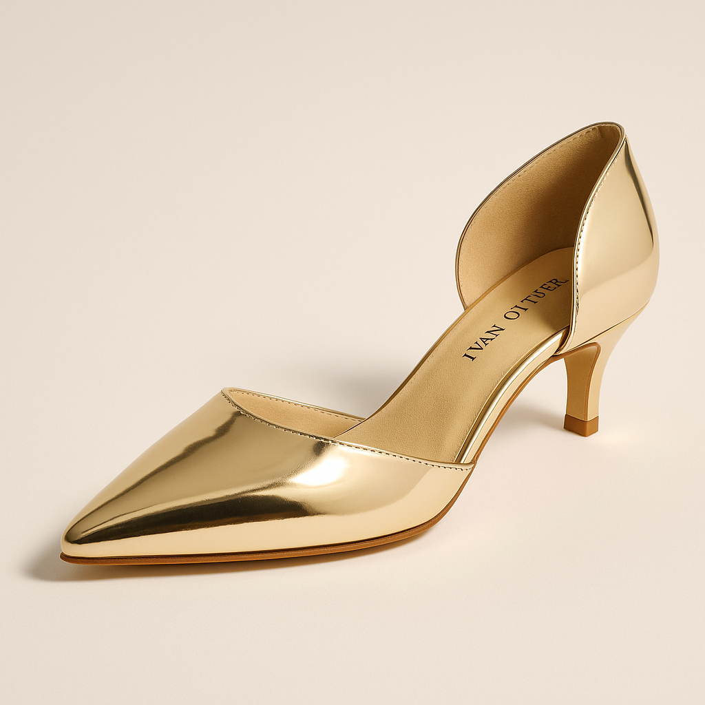 Escarpin Doré petit talon| Maison Escarpins
