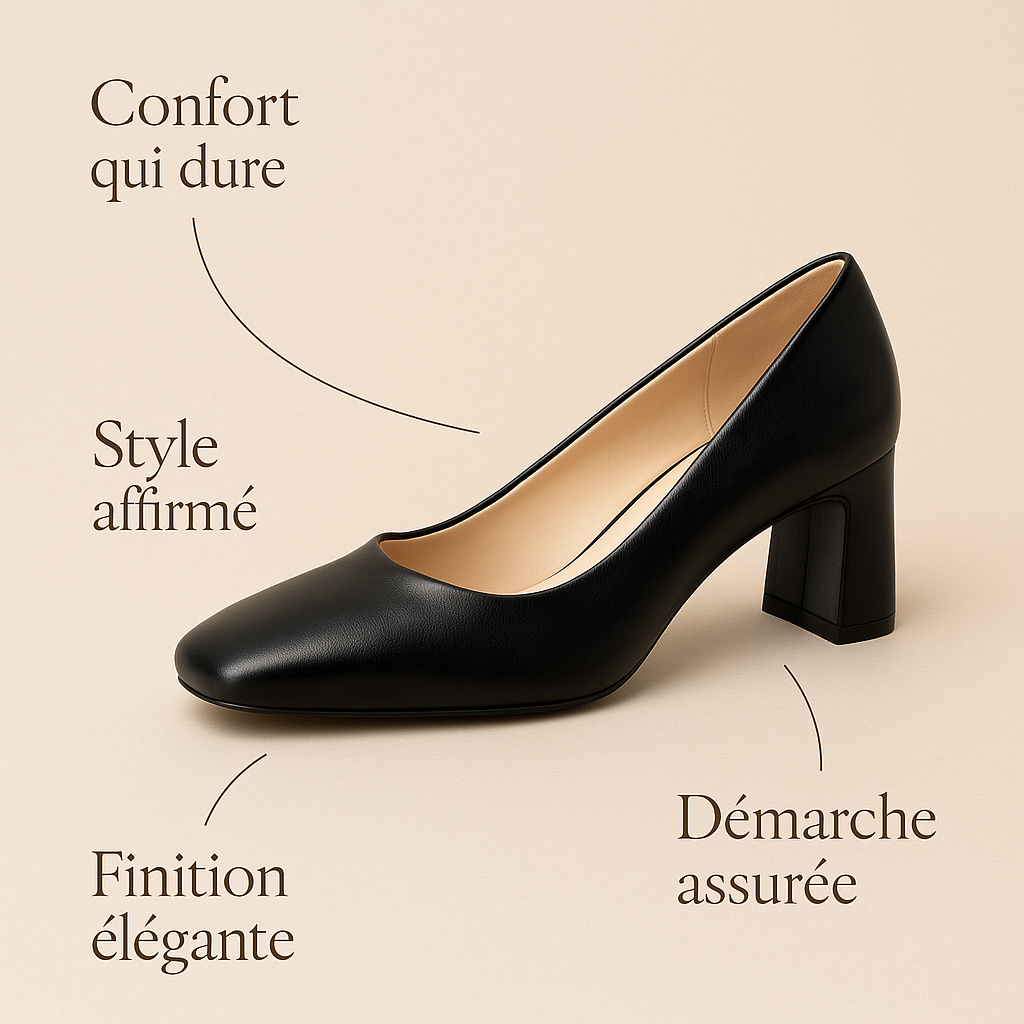 Escarpin Noir Talon Carre