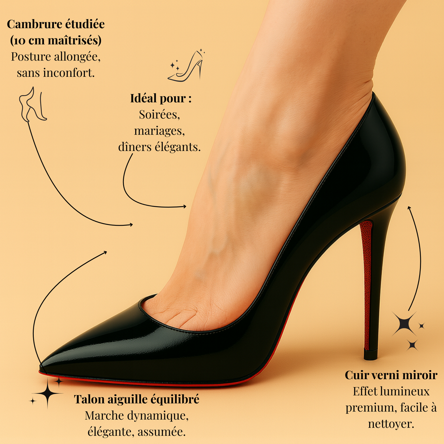 Escarpins Noir Semelle Rouge