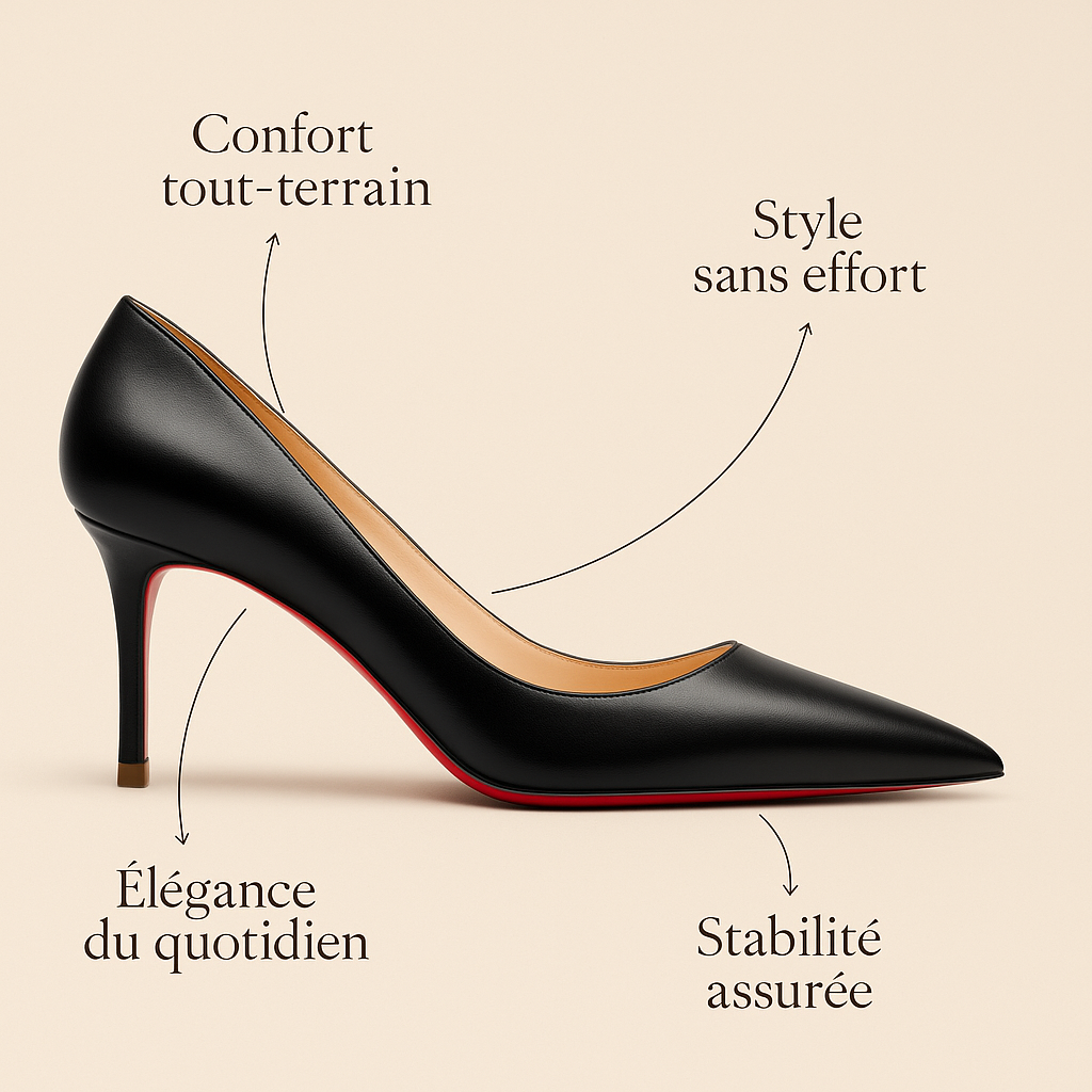 Escarpin Noir Mat Semelle Rouge
