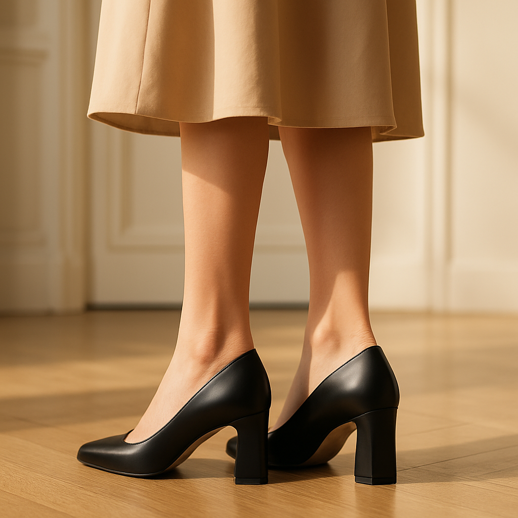 Escarpin Noir Talon Carre