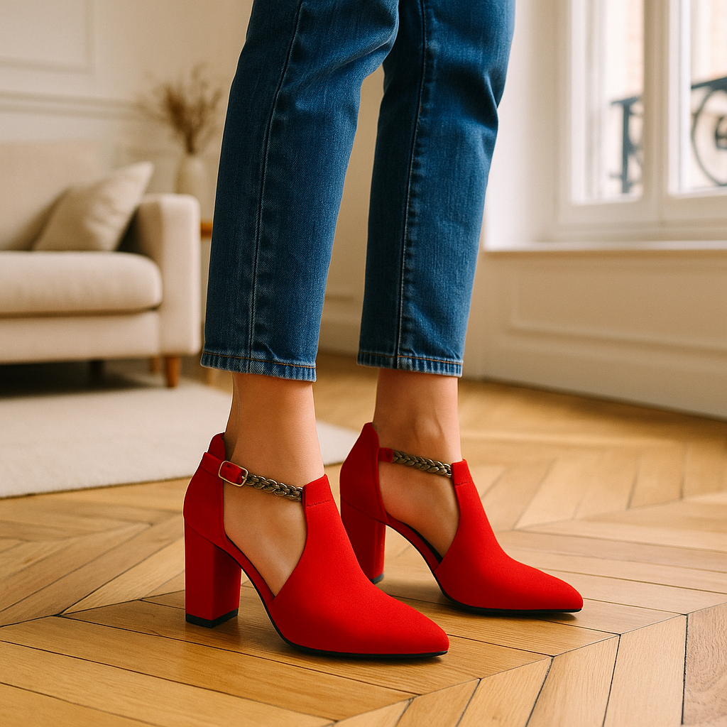 Escarpin Fermé Talon Carré