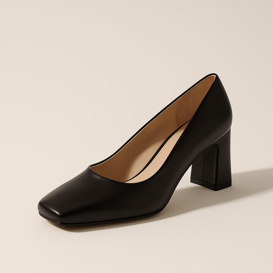 Escarpin Noir Talon Carre