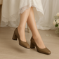 Escarpin Marron Talon Carre