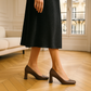 Escarpin Marron Talon Carre