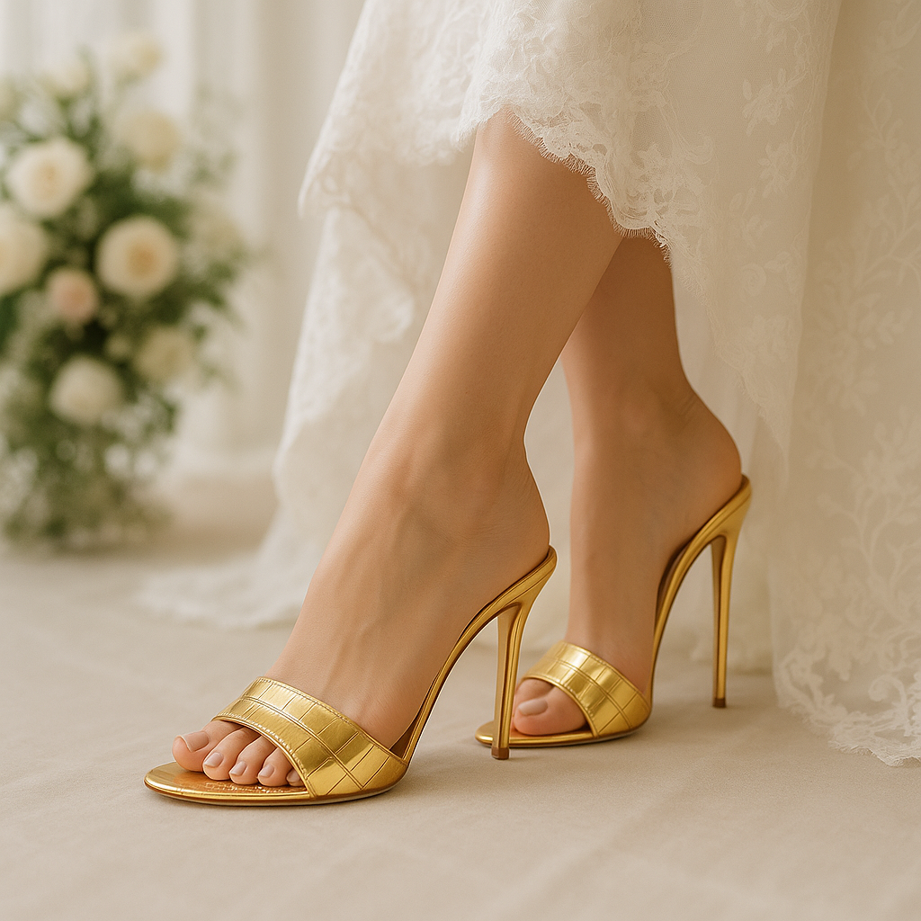 Escarpin Doré Cocktail Mariage