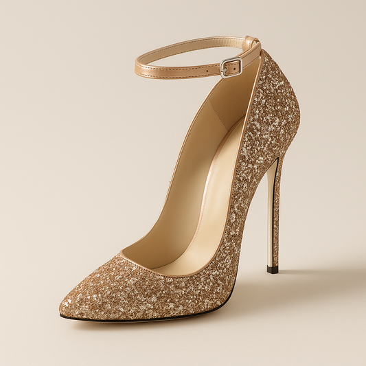 Escarpin Doré Pailleté