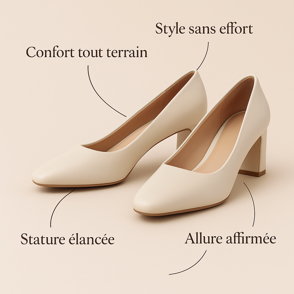 Escarpin Blanc Talon Carre