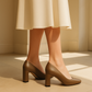Escarpin Marron Talon Carre
