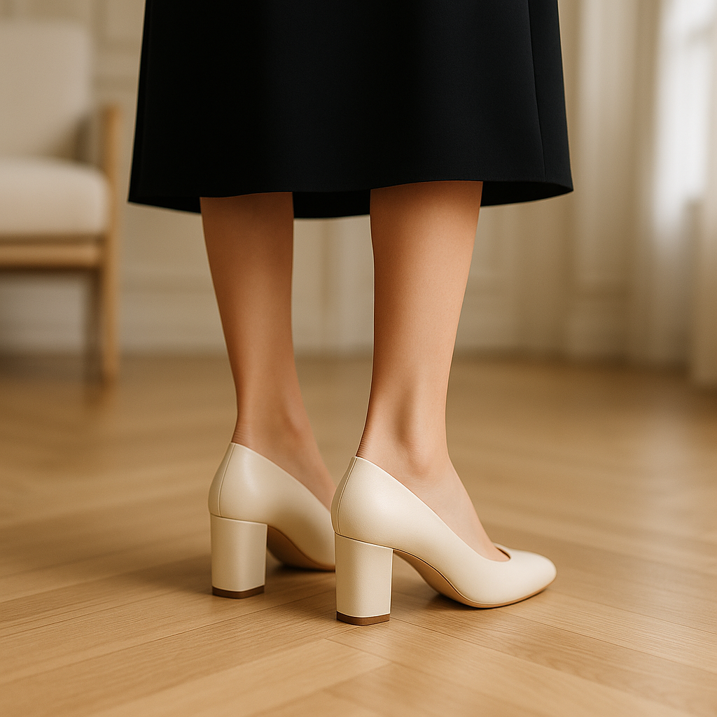 Escarpin Blanc Talon Carre